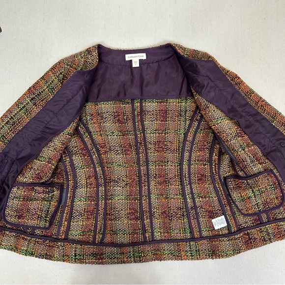 Coldwater Creek Brown Plaid Tweed Blazer Size 4 - Picture 6 of 6
